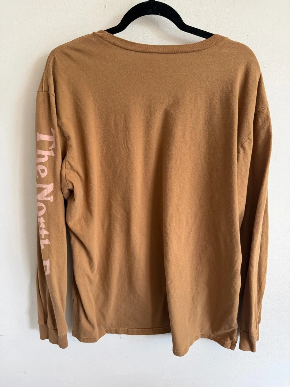 The North Face Brown Long Sleeve Graphic Tee with Multicolor Print